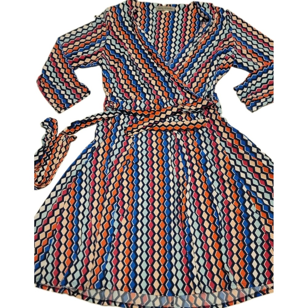 Danny & Nicole Size 12 Faux Wrap Knee Length Knit Dress Church Career Travel